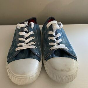 Blue and white womans sneakers